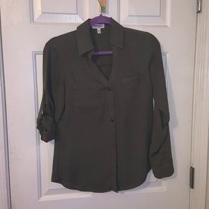 Army green low cut button down